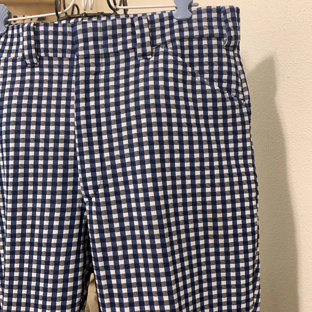 Vintage dura press polyester blue gingham check checker slack pants size 36